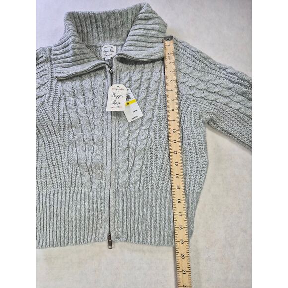 Cable Knit Chunky zip Preppy Academia Cardigan Sweater sz M #2179 - Picture 5 of 7